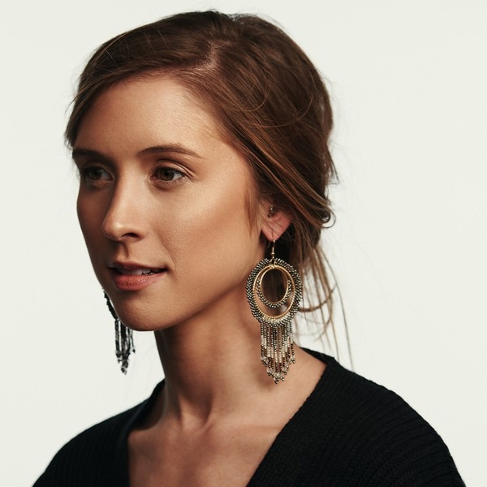 Glass Bead Drop Earrings - Picture 2 of 3